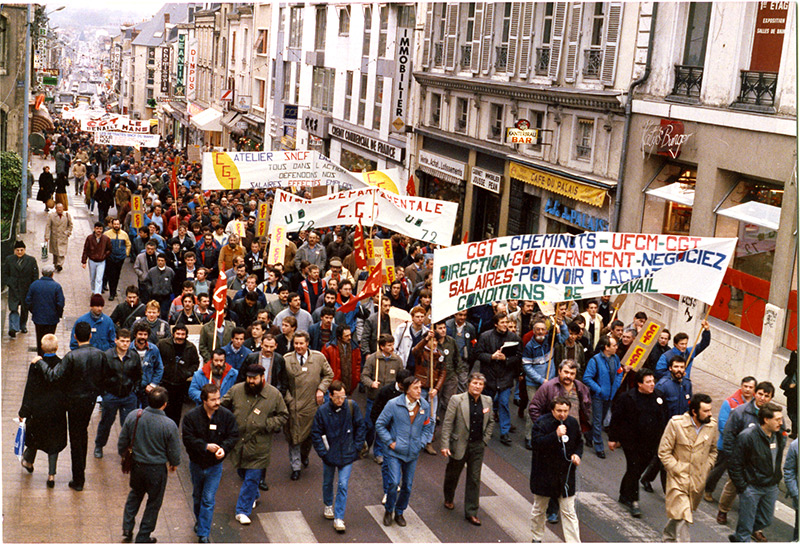 Manifestation des cheminots du Mans, décembre 1986- janvier 1987.