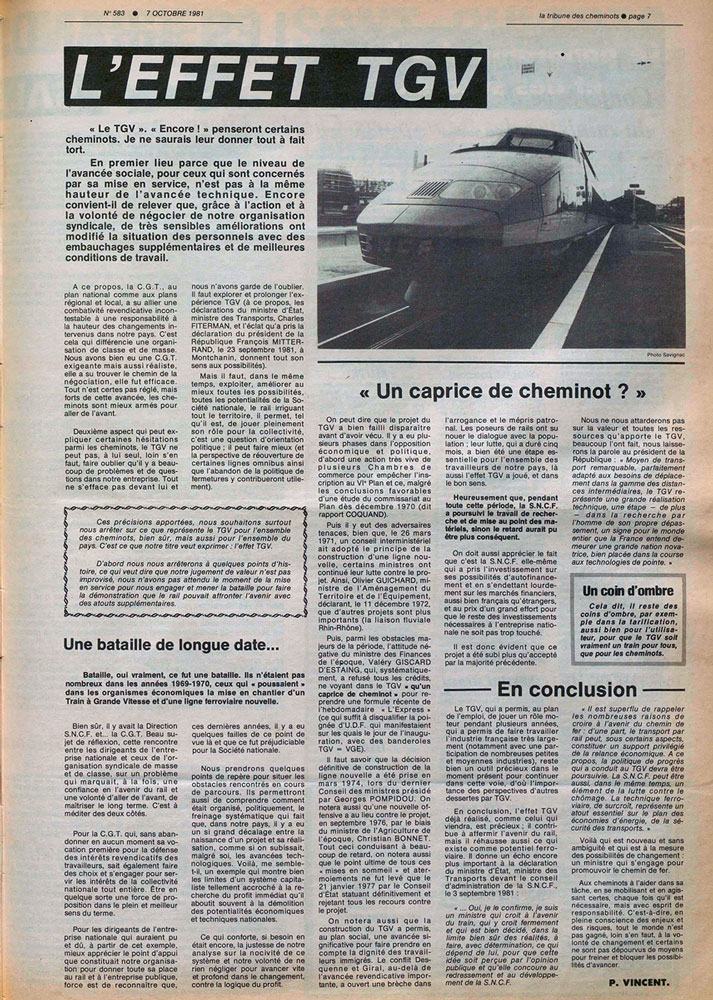La Tribune des cheminots n°583, 7 octobre 1981, page 7