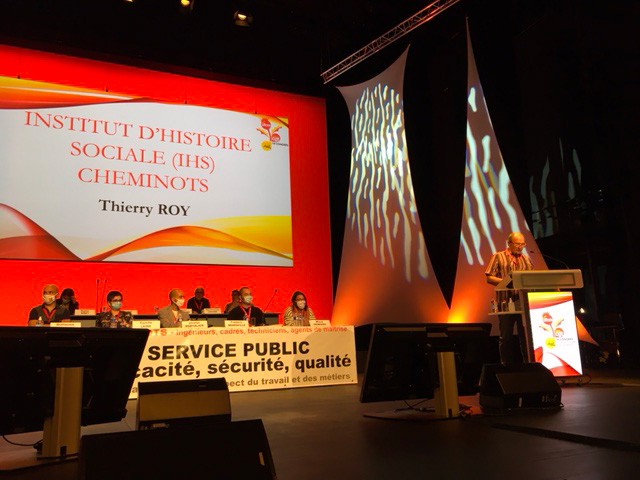 Thierry Roy à la tribune lors du congrès UFCM CGT